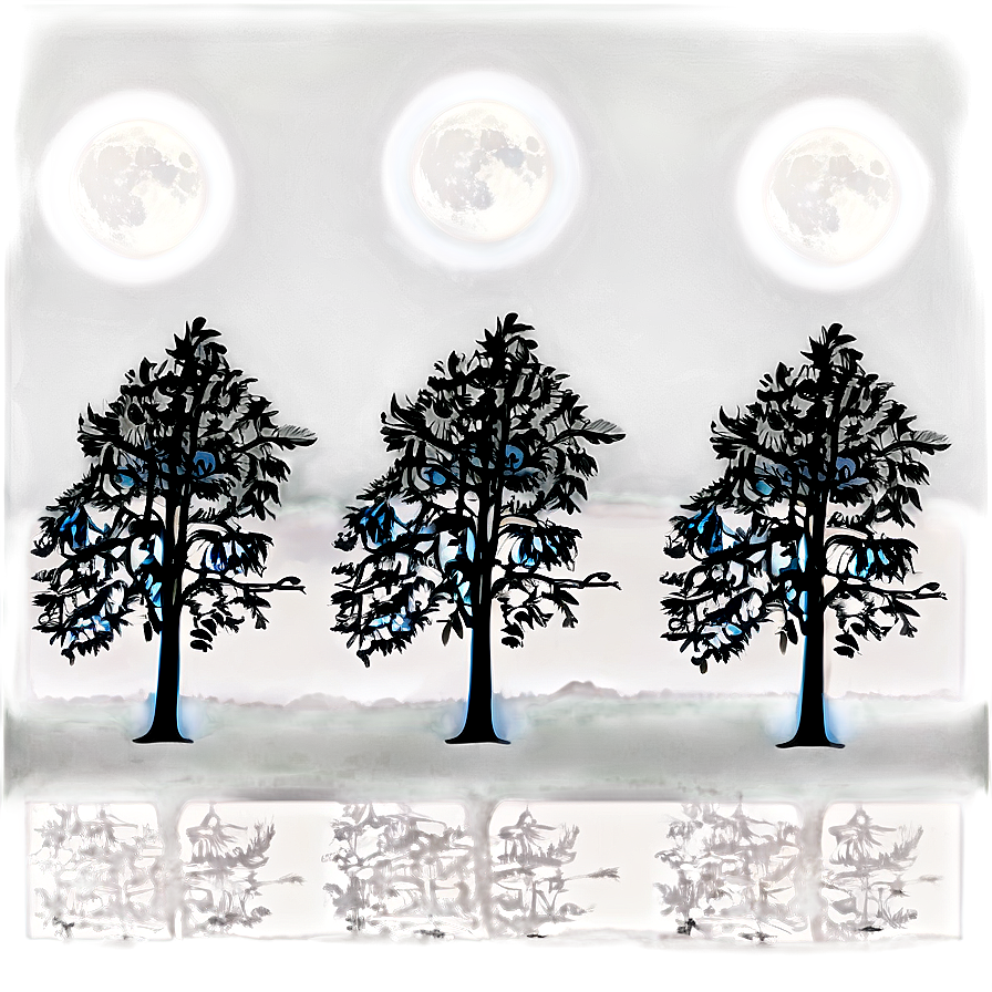 Black Trees In Moonlight Png Lge