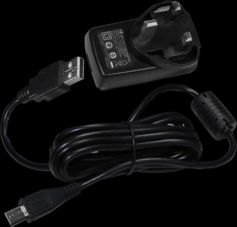 Black U S B Phone Chargerwith A C Adapter