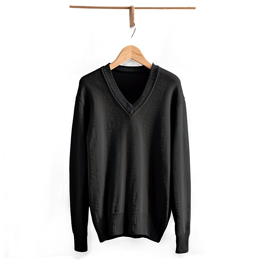 Black V-neck Sweater Png Yis50