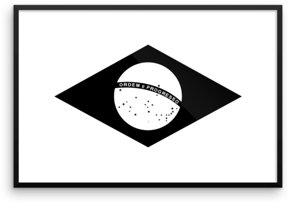 Black White Brazilian Flag Art