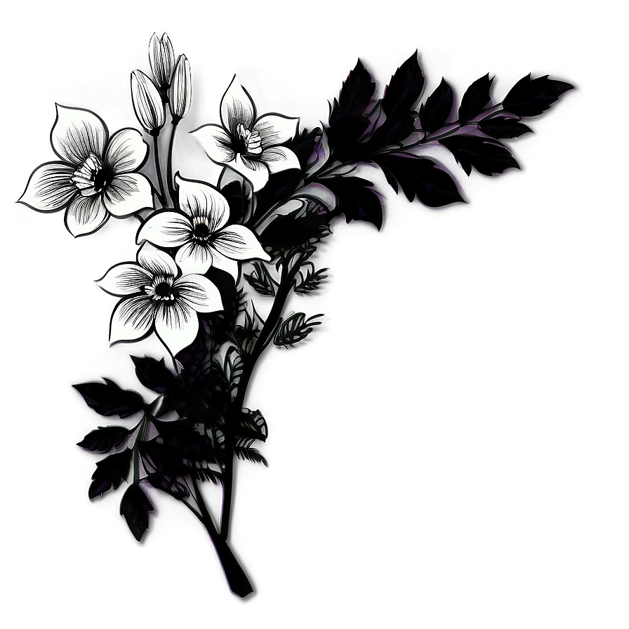 Black White Floral Backgrounds Png Rvf