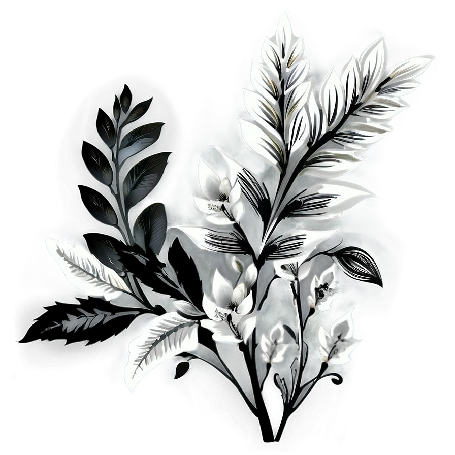 Black White Floral Images Png 9