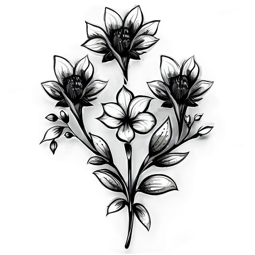 Black White Floral Patterns Png 06282024