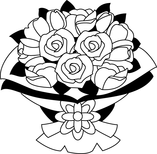 Black White Rose Bouquet Illustration