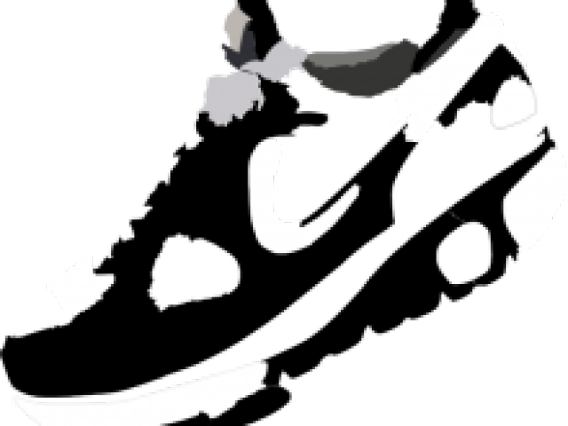 Black White Running Shoe Illustration