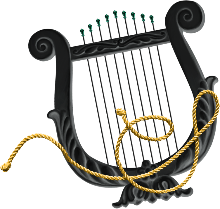 Blackand Gold Lyre Instrument