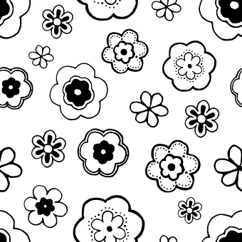 Blackand White Floral Pattern