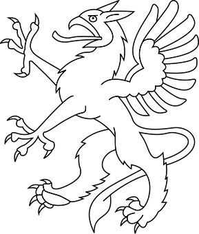 Blackand White Griffin Illustration