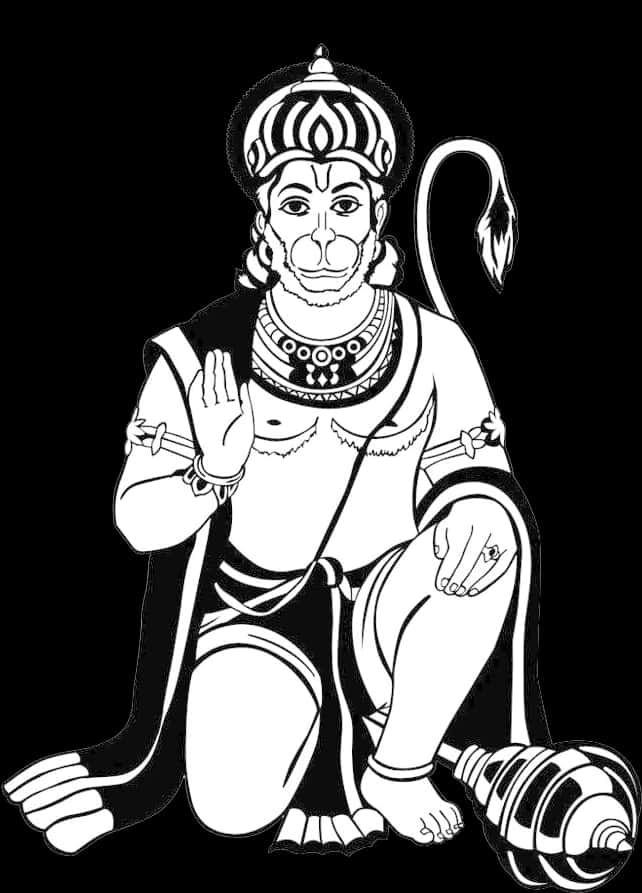 Blackand White Hanuman Graphic