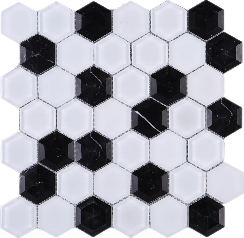 Blackand White Hexagonal Tile Pattern