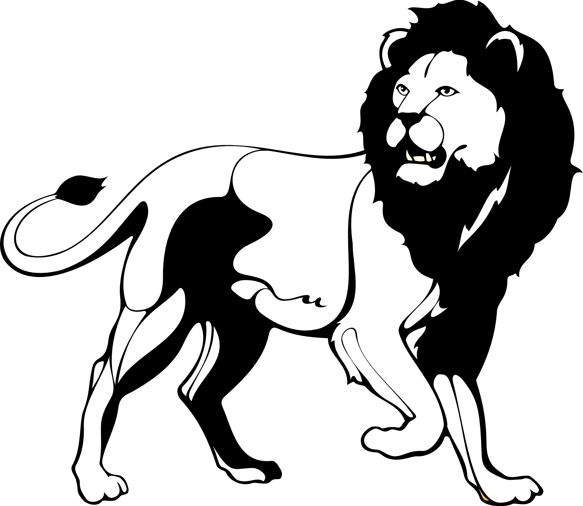 Blackand White Lion Illustration