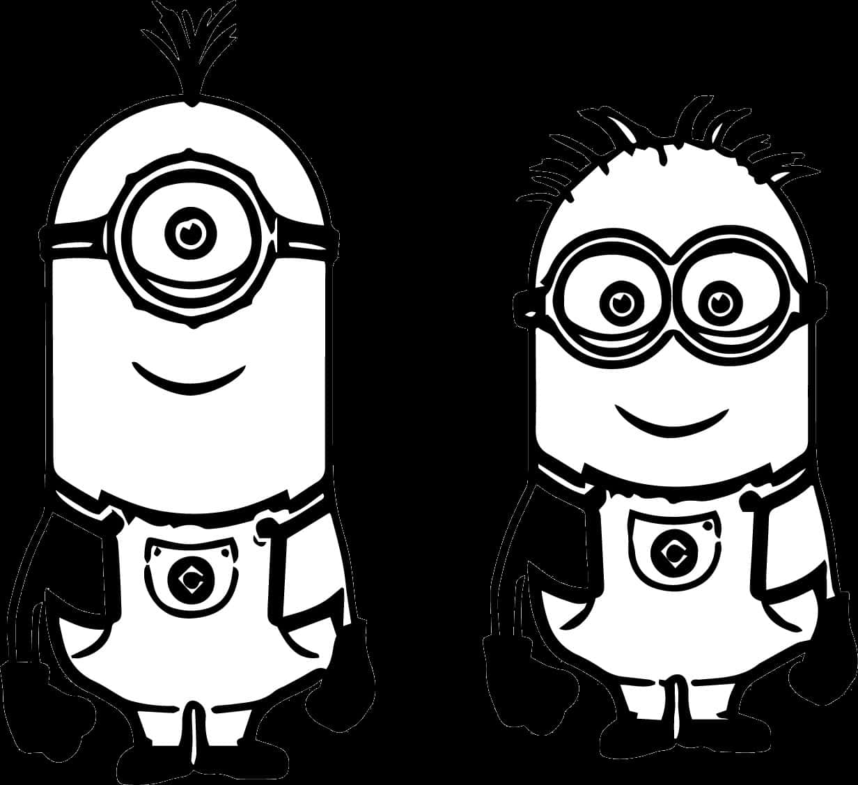 Blackand White Minions Clipart