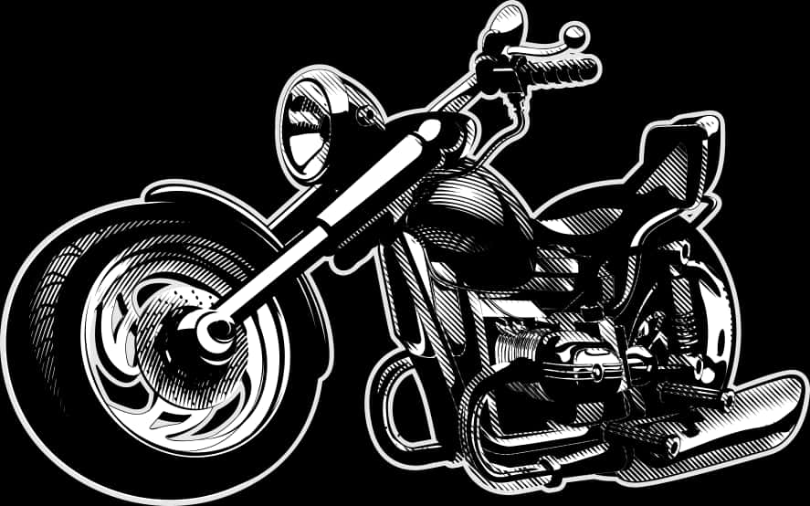 Blackand White Motorcycle Illustration