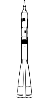 Blackand White Rocket Illustration