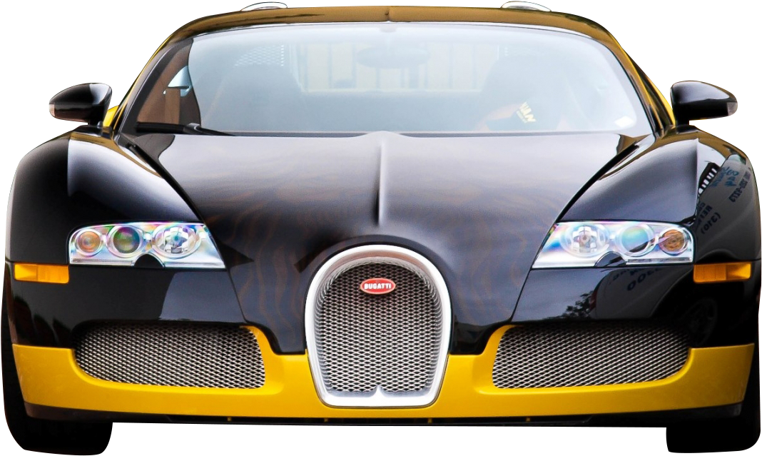 Blackand Yellow Bugatti Veyron Front View