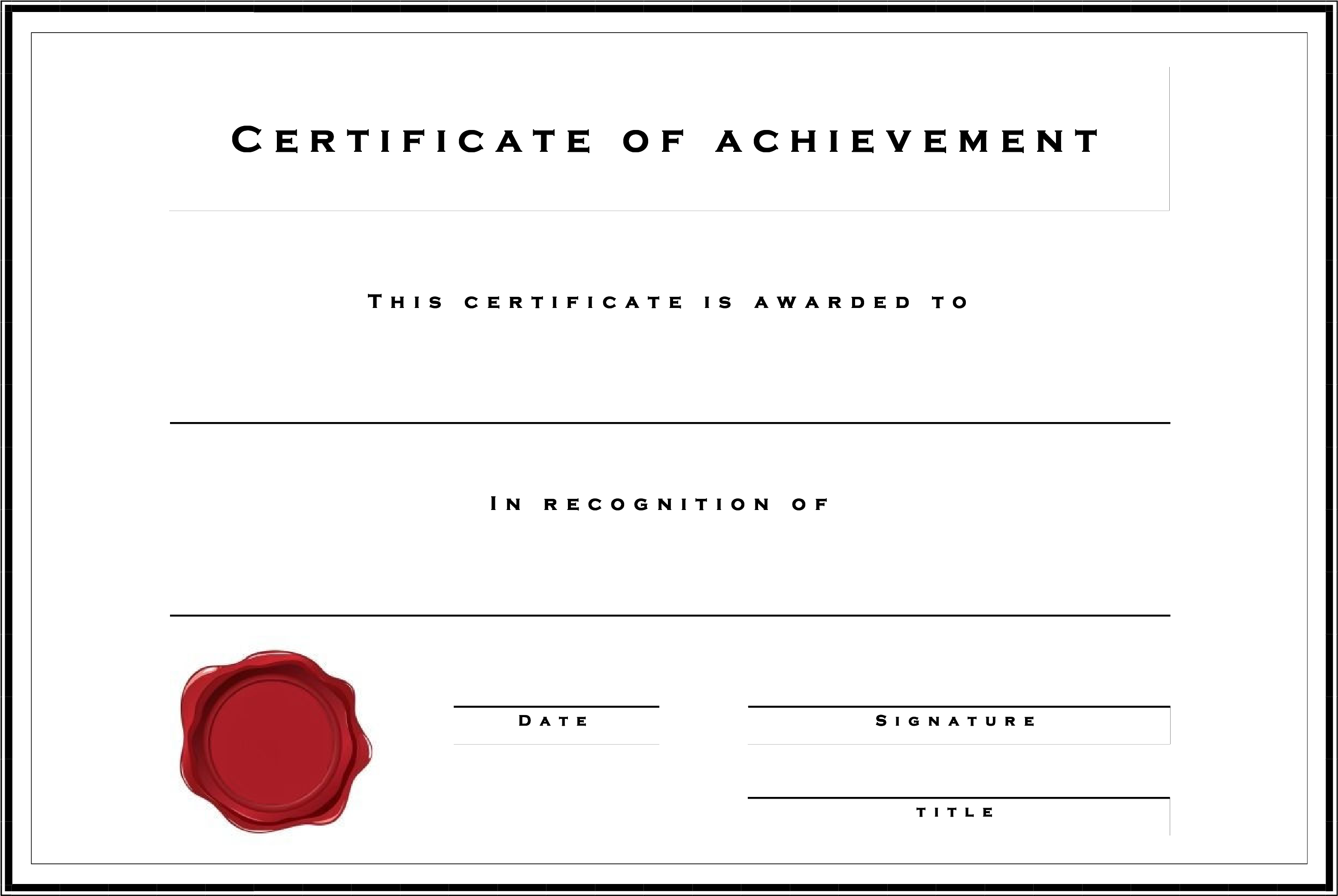 Blank Certificateof Achievement Template