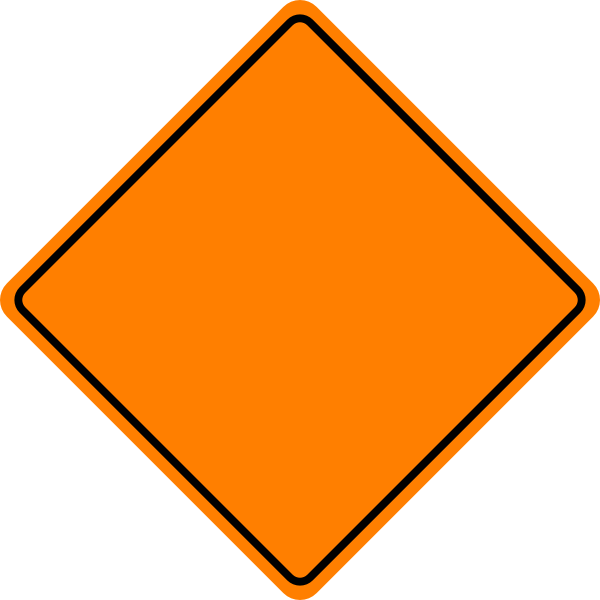 Blank Orange Diamond Road Sign