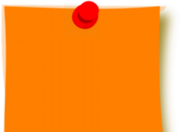 Blank Orange Postit Notewith Red Pin