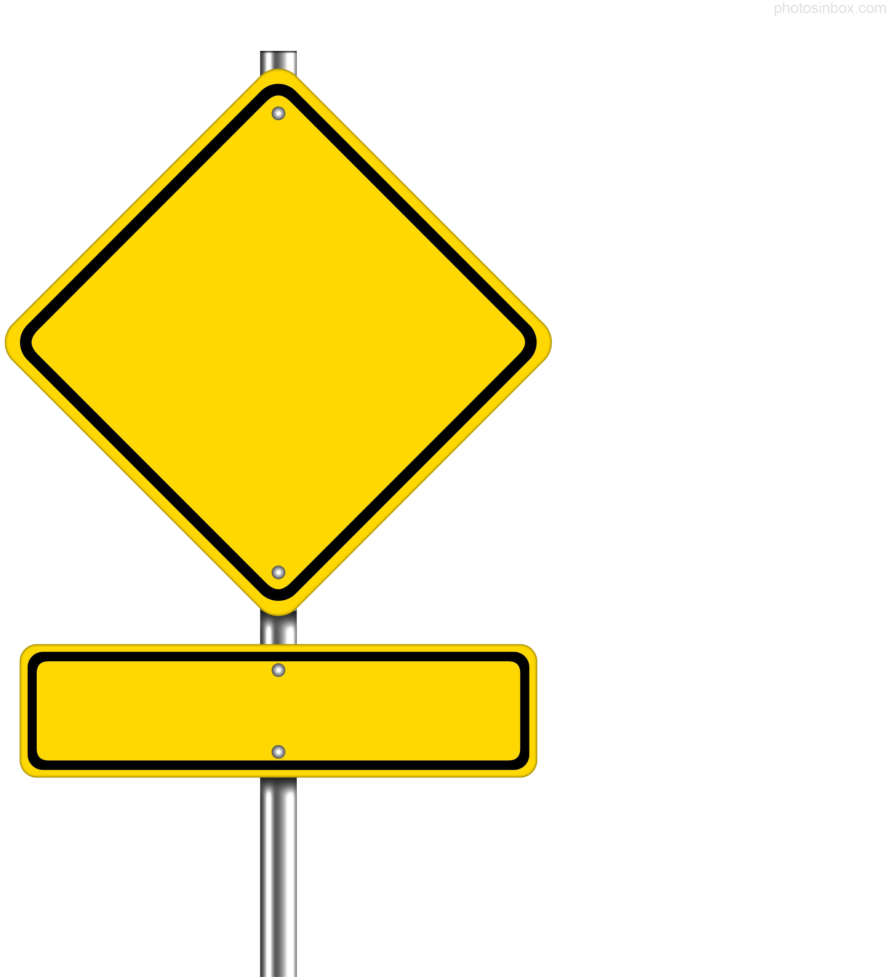 Blank Yellow Road Sign