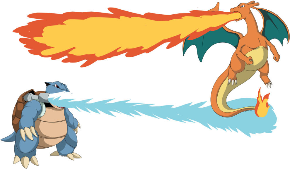 Blastoise Versus Charizard Battle