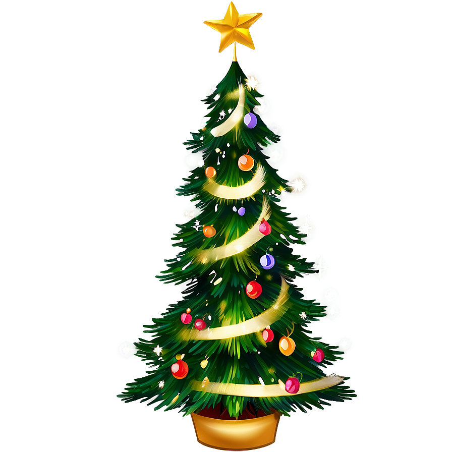 Blissful Christmas Tree Cartoon Png Ppx