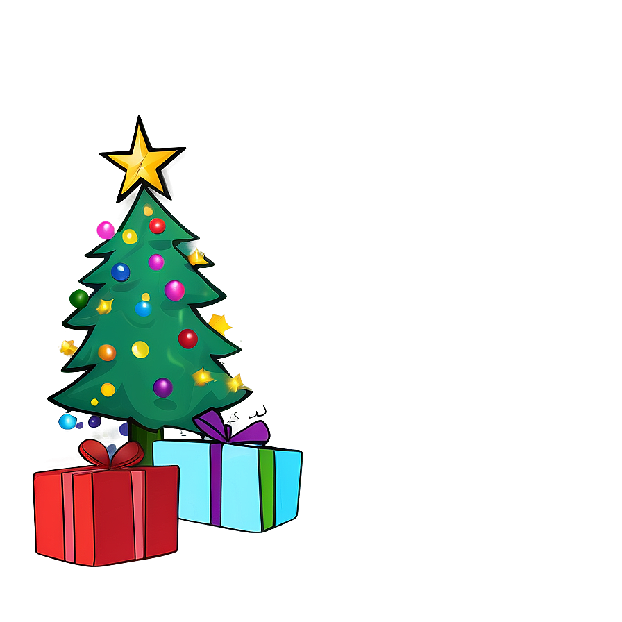 Blissful Christmas Tree Cartoon Png Wjk42