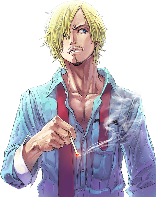 Blonde Anime Character Lighting Cigarette