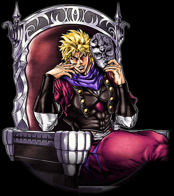 Blonde Anime Character Throne Pose