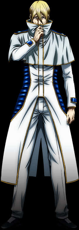 Blonde Anime Characterin White Uniform