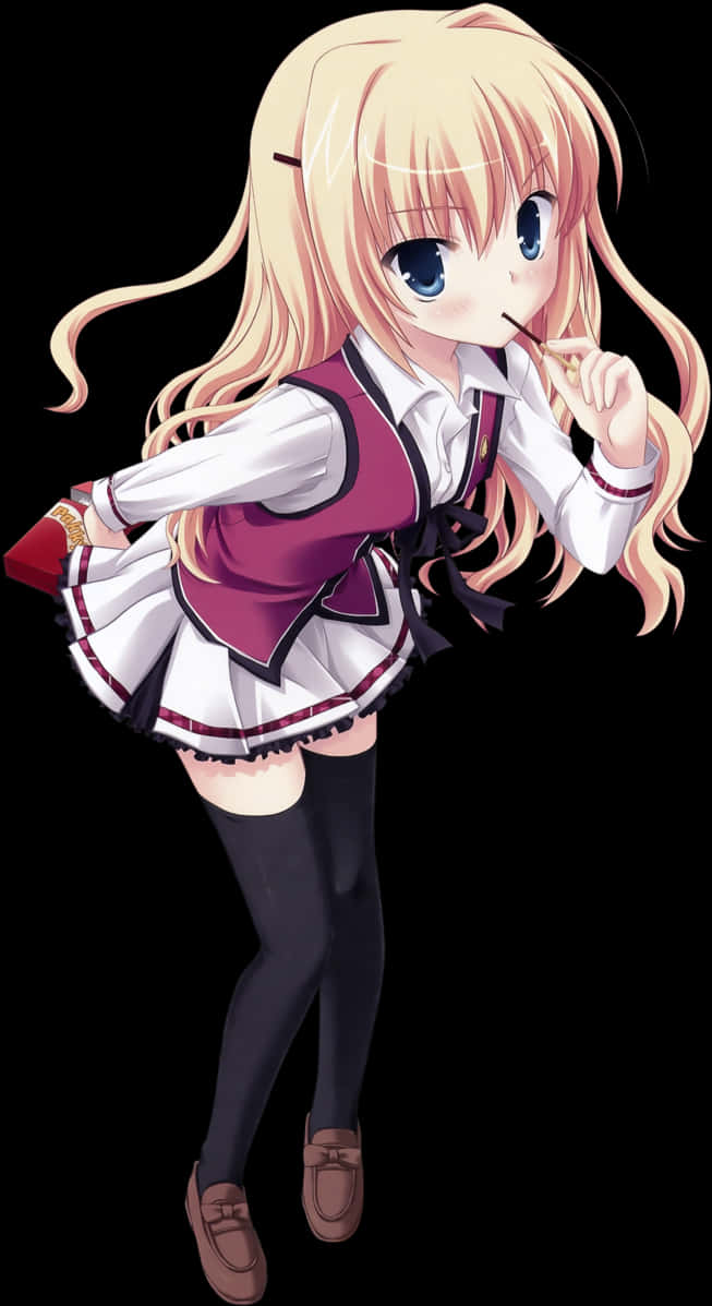 Blonde Anime Girl School Uniform