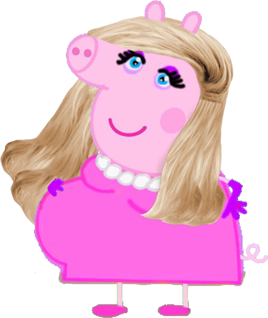 Blonde Cartoon Pig Character