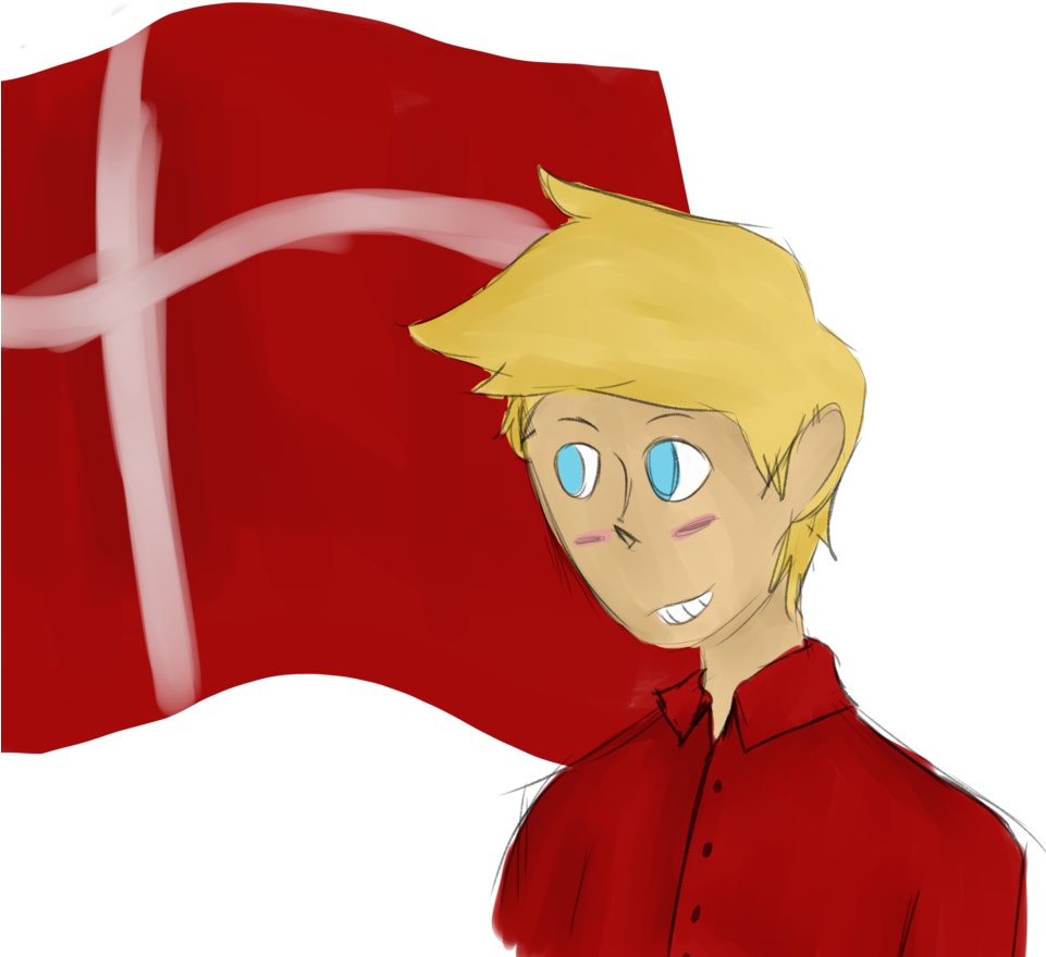 Blonde Character With Danish Flag