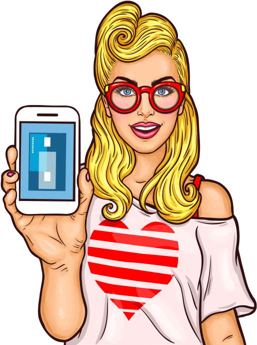 Blonde Girl Showing Smartphone Screen