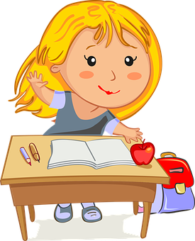 Blonde Girl Studying Cartoon