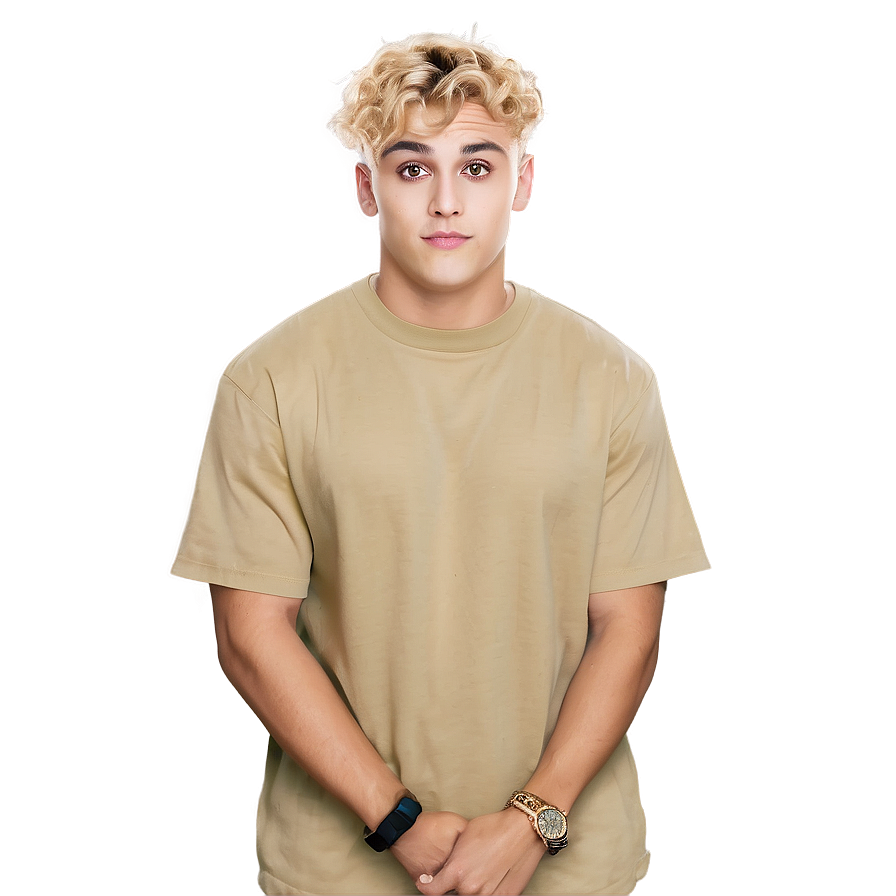 Blonde Haired Manin Beige Shirt