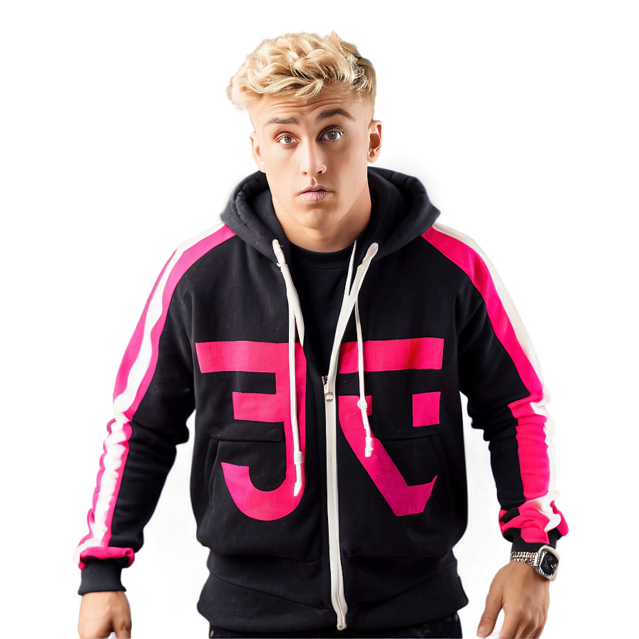 Blonde Haired Manin Black Hoodie