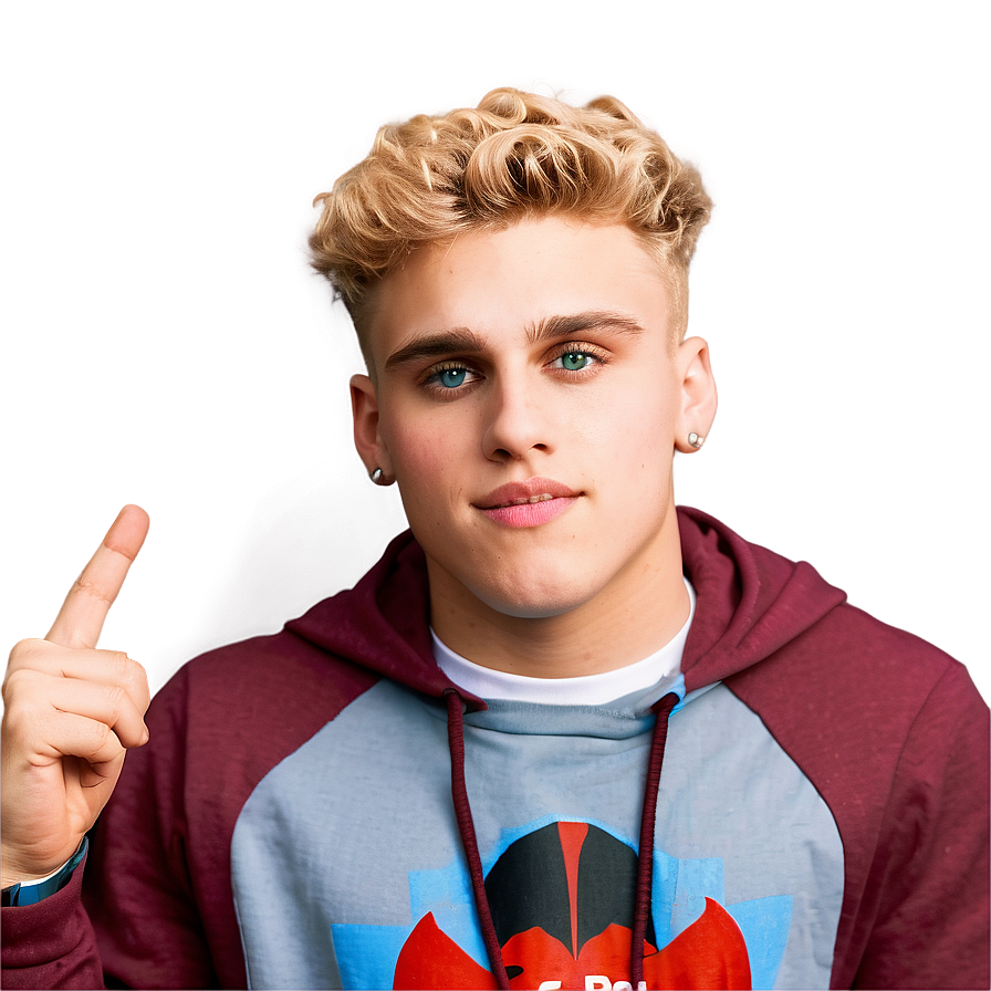 Blonde Haired Young Man Pointing Up