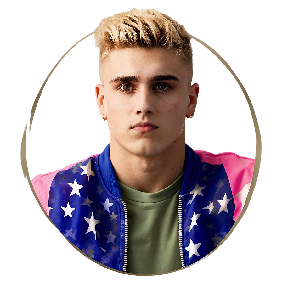 Blonde Haired Young Manin Star Spangled Jacket