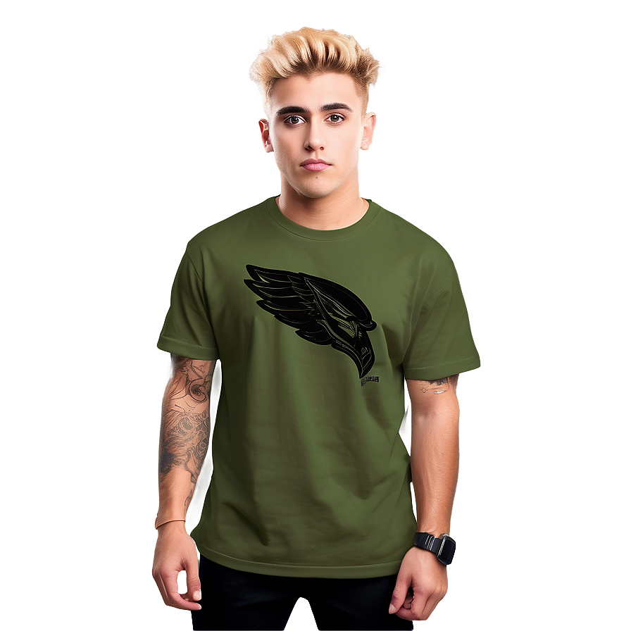 Blonde Manin Green Shirt