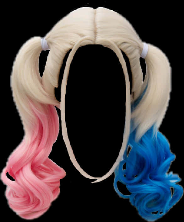 Blonde Pink Blue Pigtails Wig