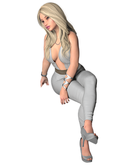 Blonde3 D Model Sitting Pose