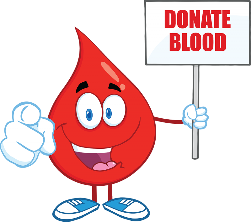 Blood Drop Character Promoting Donation