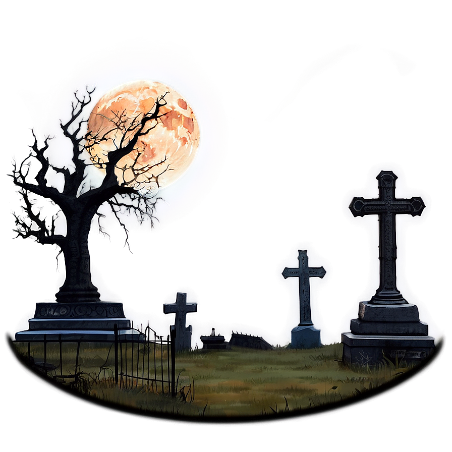 Blood Moon And Cemetery Png Ptq73