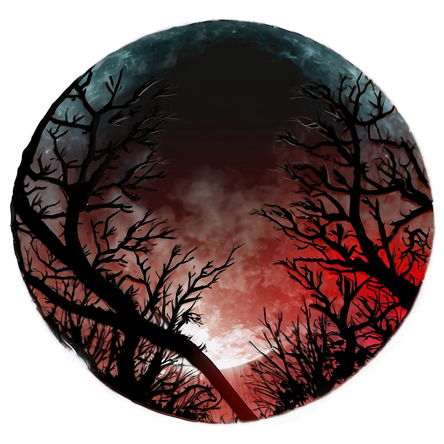 Blood Moon And Silhouette Png 14