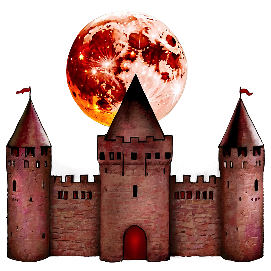 Blood Moon Over Castle Png 50