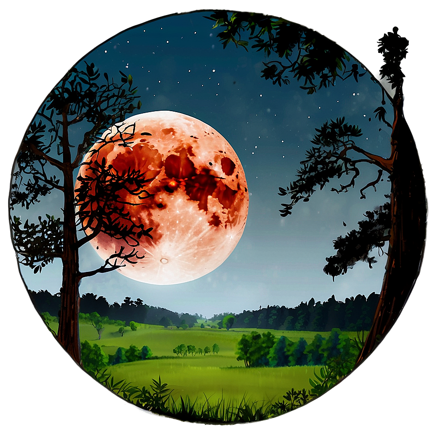 Blood Moon Over Forest Png Sob