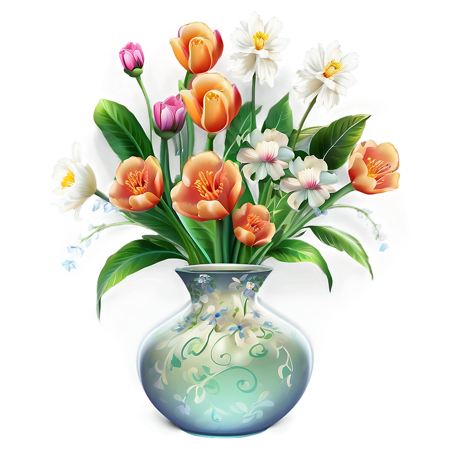 Blooming Flowers Vase Png 45