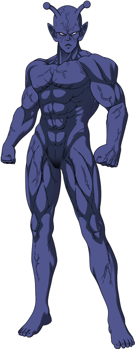 Blue Alien Muscular Stance