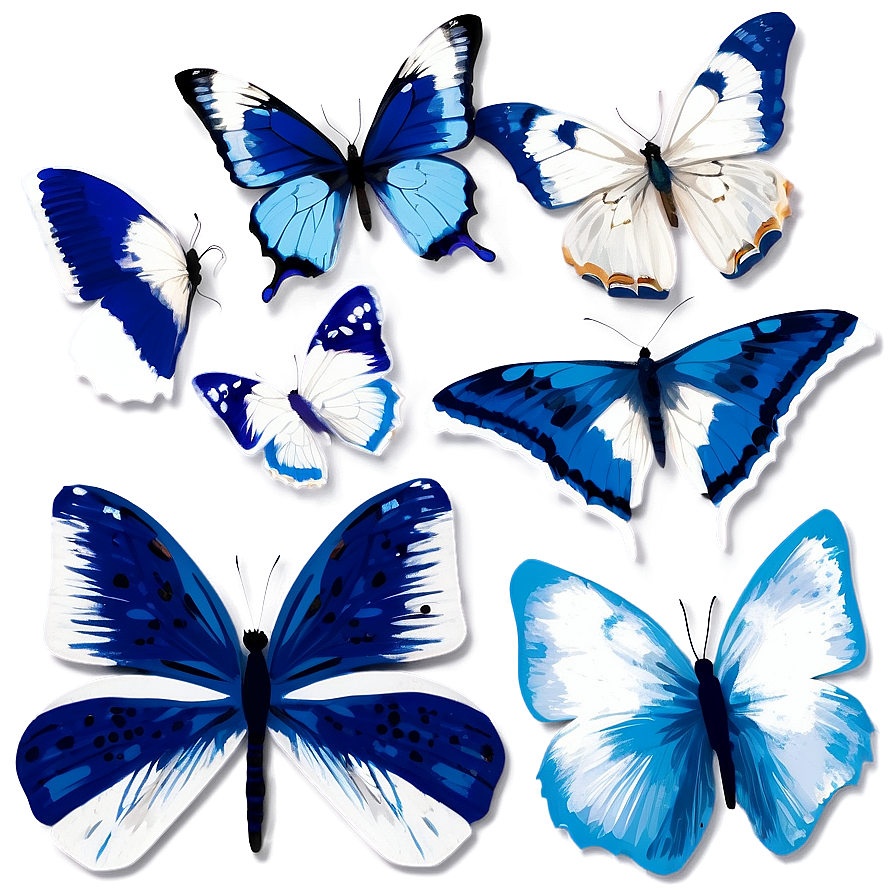 Blue And White Butterflies Png Cvb