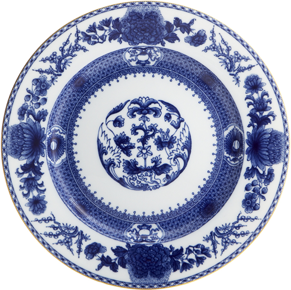 Blue And White Floral Ceramic Plate